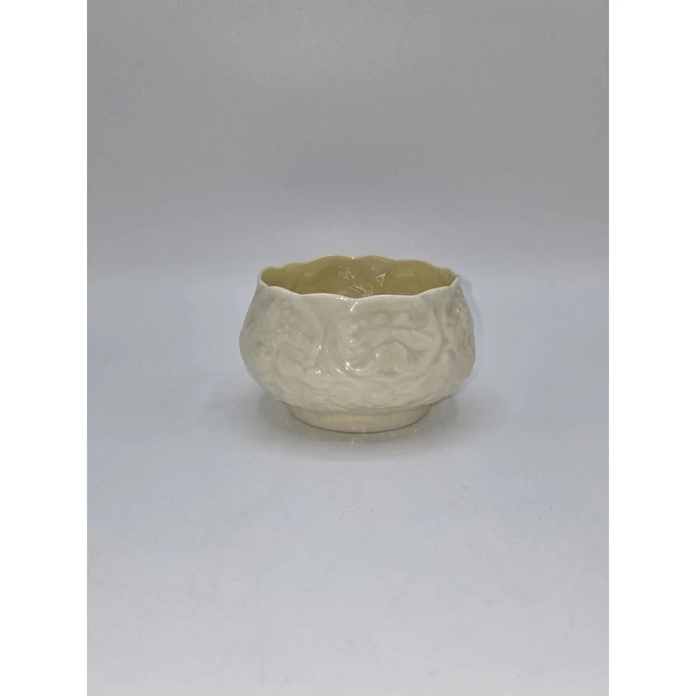 Belleek Ireland Third Period Grapevine Open Sugar Bowl Ivory Porcelain 1926–1946